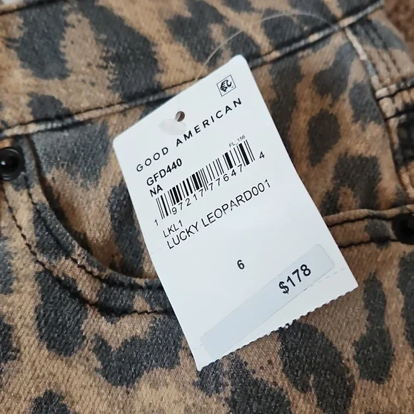 NWT GOOD AMERICAN LEOPARD JEANS - Picture 2 of 6